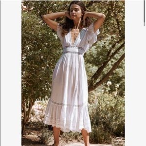 Saylor NYC Shira Cotton Ruffle Sleeved Cotton MIDI, XS, EUC